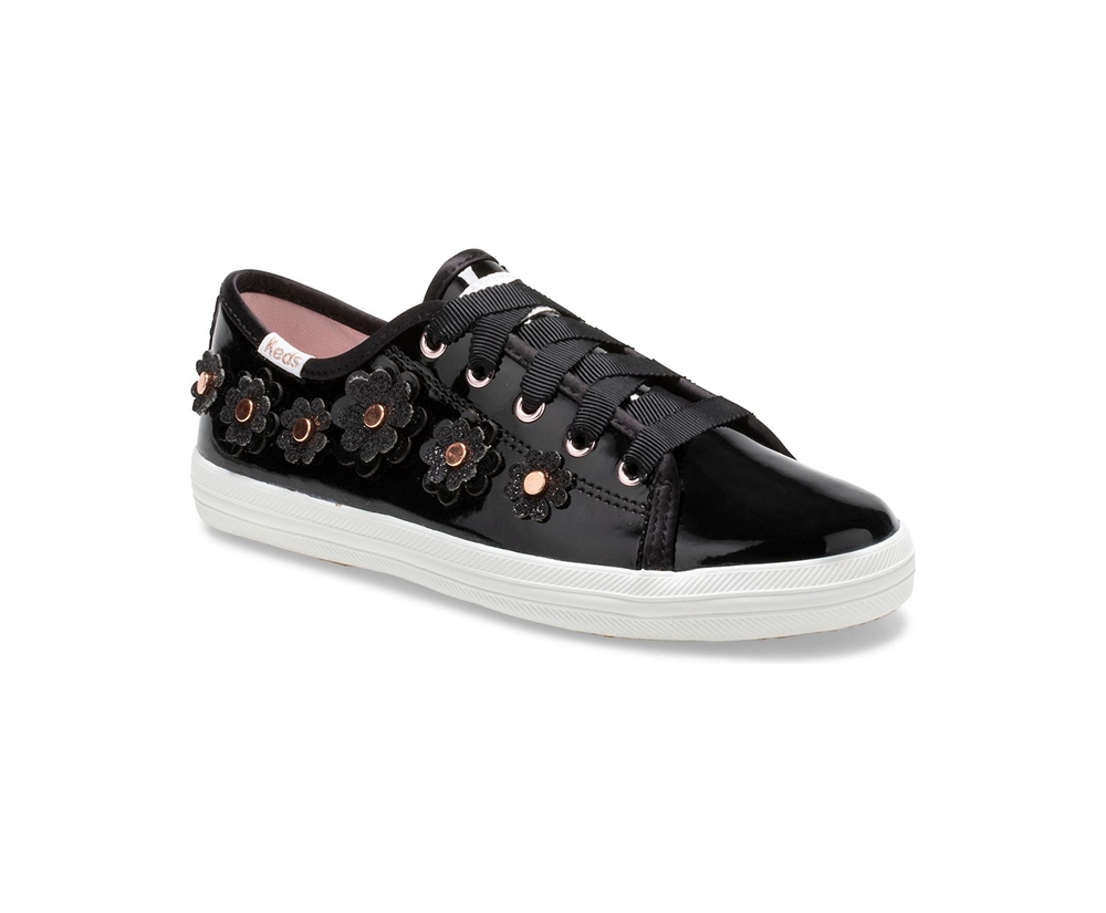 Πανινα Παπουτσια Παιδικα - Keds Kate Spade New York Kickstart Patent Δερματινα - Μαυρα - FQPLG1963